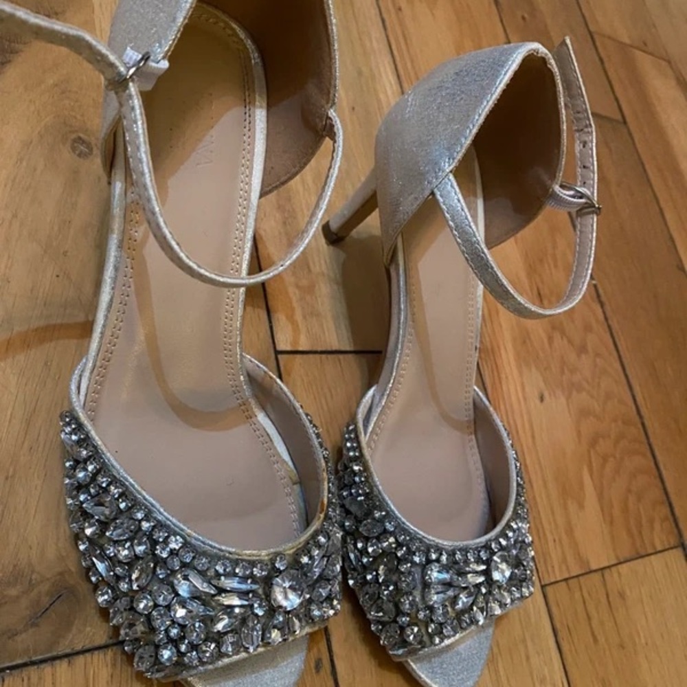 Elegant Silver Embellished Heels